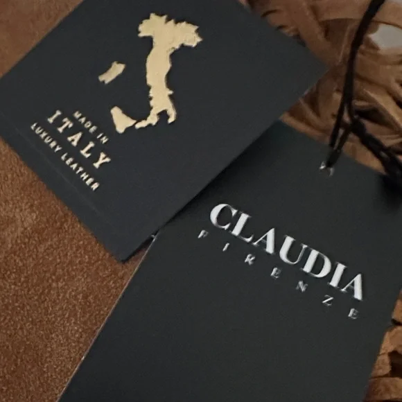 Fringe Suede Tan Claudia Firenze Bag New With Tags - Picture 4 of 5